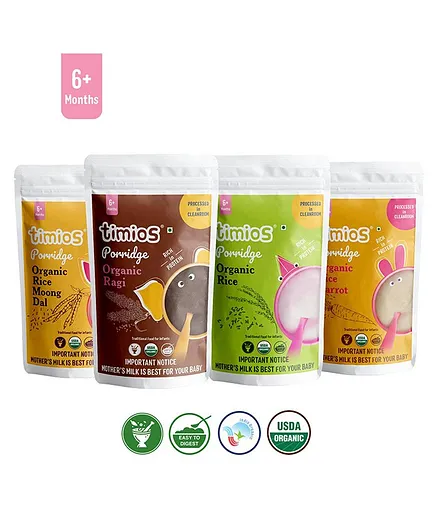 Timios Organic Porridge Trial Pack of 4 - 100 gm Each