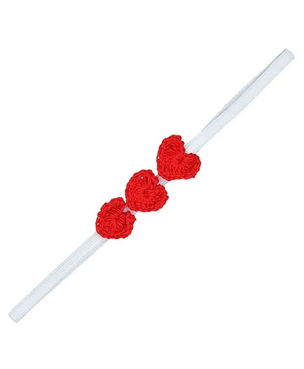 Funkrafts Crochet Heart Design Headband - Red