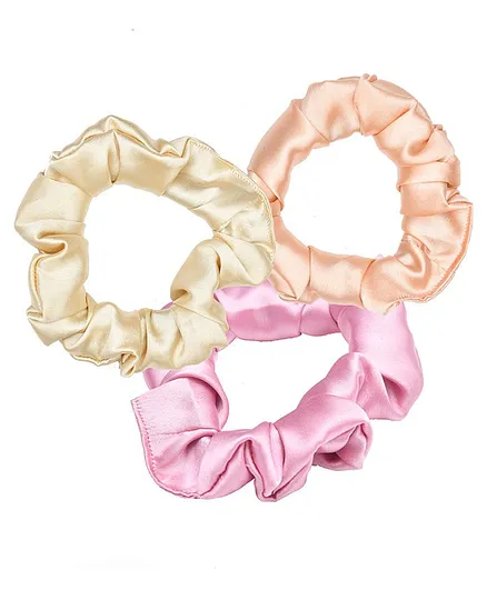 Funkrafts Satin Silk Hair Scrunchies - Cream Pink Peach