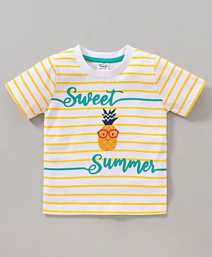 Simply Half sleeves T-Shirt Text Print - Yellow