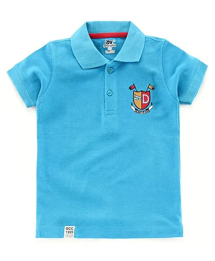 DEAR TO DAD Half Sleeves Solid Colour Polo Tee - Light Blue