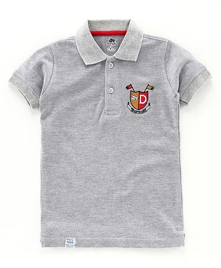 DEAR TO DAD Half Sleeves Solid Colour Polo Tee - Light Grey