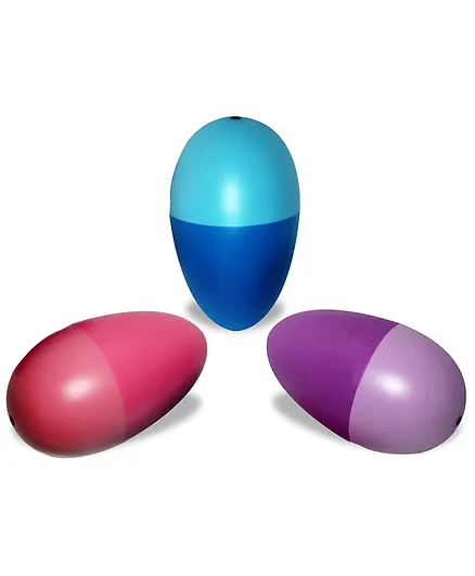 VParents Wooden Egg Shakers Organic Rattle Pack of 3 - Blue Pink Purple
