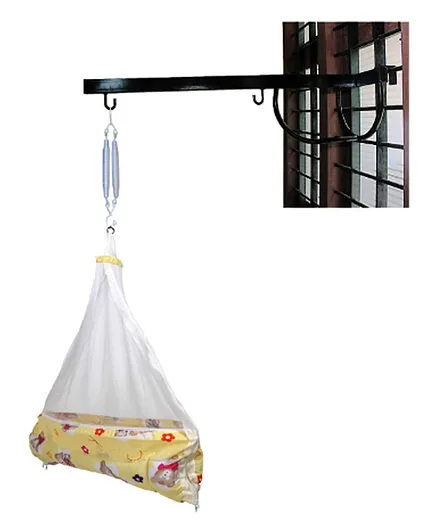 VParents Cruze Baby Swing Cradle with Hanging Spring Window Cradle Metal Hanger - Yellow