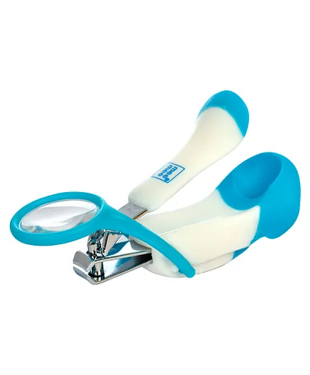 Mee Mee Gentle Nail Clipper With Magnifier - White & Blue