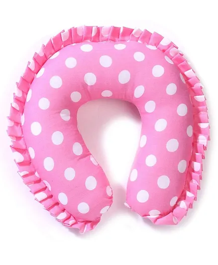Babyhug Cotton Blend Neck Support Pillow With Frill - Pink