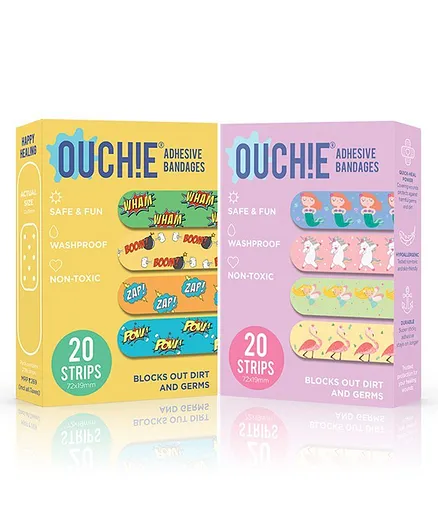 Ouchie Non-Toxic Printed Bandages Pack of 2 - 20 Bandages Each