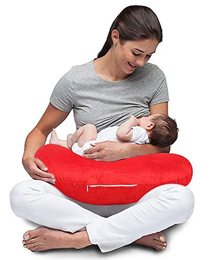 Baybee Velvet Portable Breast Feeding Pillow - Red