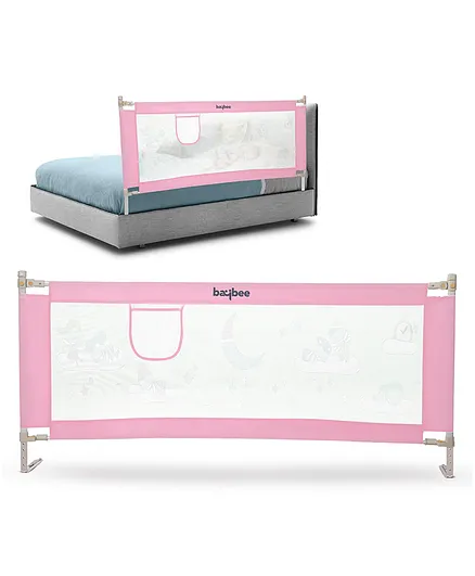 Baybee Portable Adjustable Bed Rail Guard for Baby - Pink