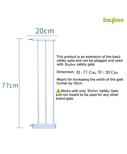 Baybee Baby Metal Safety Gate Extension - White