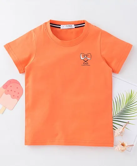 Flenza Solid Colour Half Sleeves Tee - Orange