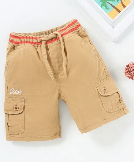 Babyhug Shorts with Drawstring - Brown