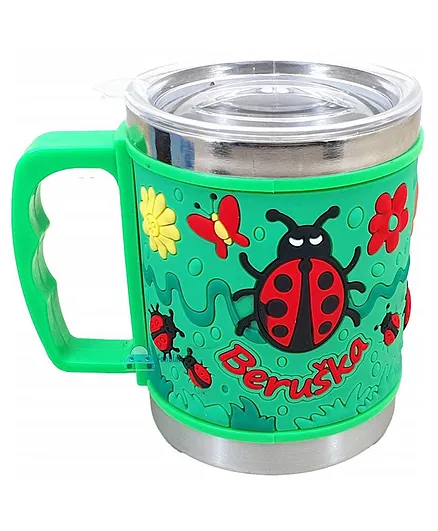 FunBlast Mug With Lid Love Design Green - 350 ml