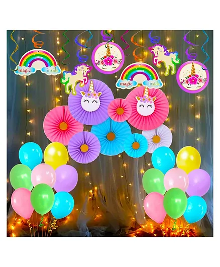 Party Propz Unicorn Theme Birthday Decorations Kit Multicolour - Pack of 52