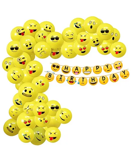 Party Propz Emoji Theme Birthday Decoration Kit Yellow - Pack Of 51
