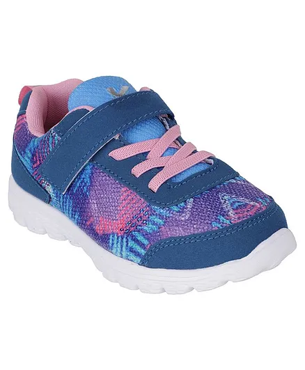 KazarMax Printed Velcro Closure Shoes - Blue & Pink