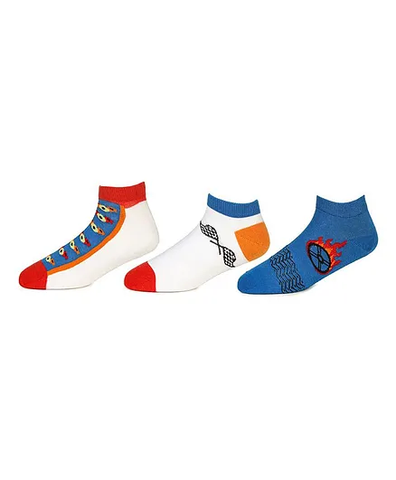 KazarMax Pack Of 3 Hot Wheel Printed Cotton Socks - Multicolor