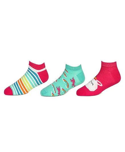 KazarMax Unicorn Printed Cotton Socks Pack Of 3 - Multicolor