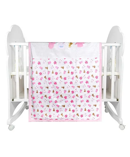 Baby Moo Double Sided Embroidered Blanket - Pink