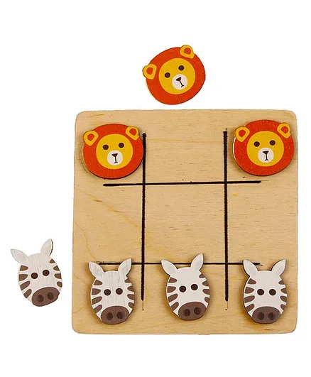 Little Jamun Wooden Tic Tac Toe Board Puzzle - 8 Pieces