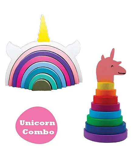 Little Jamun Magical Unicorn Stacker And Ring Set Pack Of 2 - Multicolor