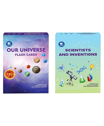 Miniwhale Combo Of Our Universe Space Toys Scientist & Invention Flashcards - 64 Cards  