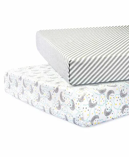 Abracadabra 100% Cotton Flat Sheets for Crib/Cot Starry Nights Print - Set of 2