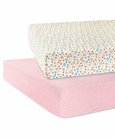 Abracadabra 100% Cotton Flat Sheets for Crib/Cot Ditsy Floral Print - Set of 2
