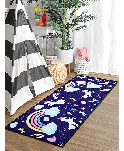 Saral Home Unicron Polypropylene Runner - Navy Blue