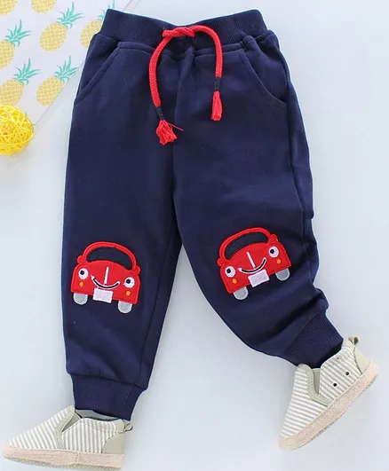 Babyhug Full Length Lounge Pant Car Embroidery - Blue