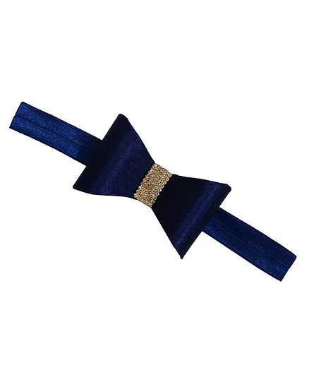 BABY Charm Bow Embellished Headband - Navy Blue