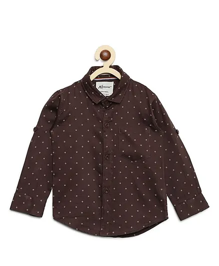 AJ Dezines Full Sleeves Polka Dotted Shirt - Brown