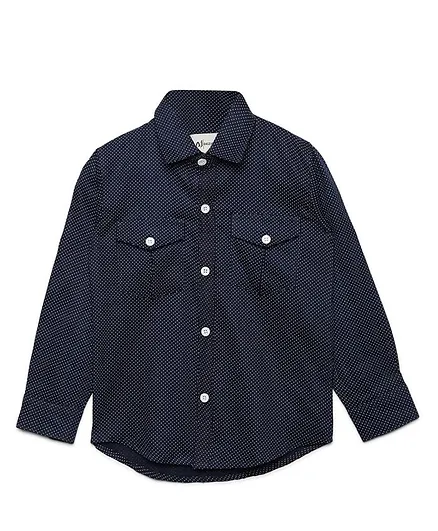 AJ Dezines Full Sleeve Polka Print Cotton Shirt - Blue