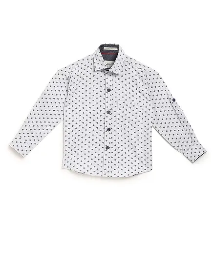 AJ Dezines Full Sleeve Flower Print Cotton Shirt - White