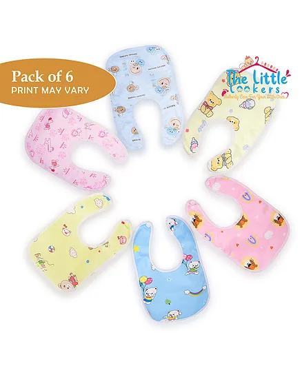The Little Lookers Cotton Bibs with Snap Button - Pack of 6