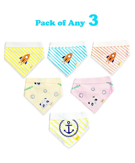 The Little Lookers Baby Bandana Bib Pack of 3 (Color May Vary)