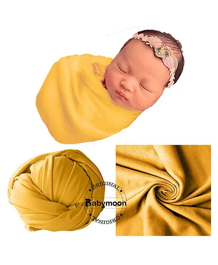 Babymoon Jersey Baby Photography Props Stretch Without Wrinkle, Anti-Pilling, Breathable Blanket Swaddle Wrap - Yellow