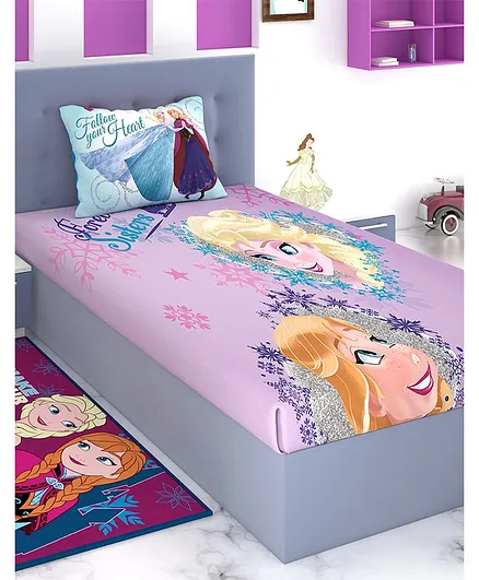 Athom Trendz Disney Frozen Single Bedsheet with Pillow - Pink