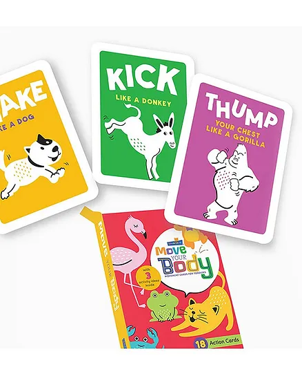 Coco Bear Move Your Body Movement Card Kit for Toddler Learning and Play 18 cards - English