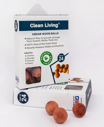 Clean Living Cedar Wood Balls Repellent - Pack of 24
