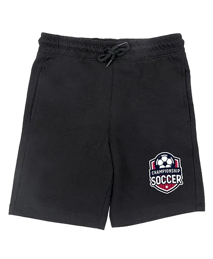 Wear Your Mind Soccer Print Detailing Shorts - Black