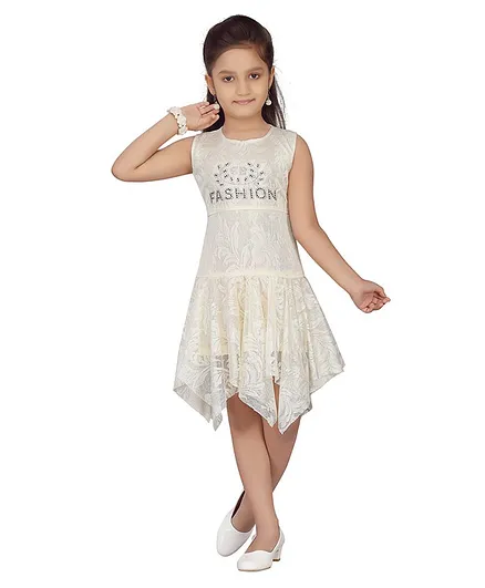 Aarika Sleeveless Fashion Embellished Dress - Cream