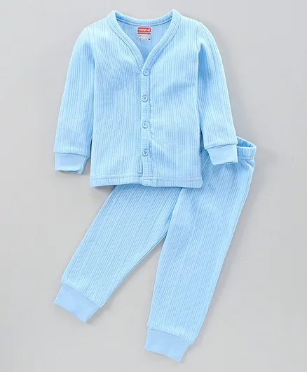 Babyhug Full Sleeves Inner Wear Thermal Set - Light Blue
