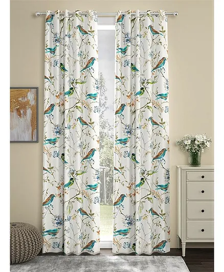 Cotton Door Curtains Bird Print Pack Of, Bird Print Curtains