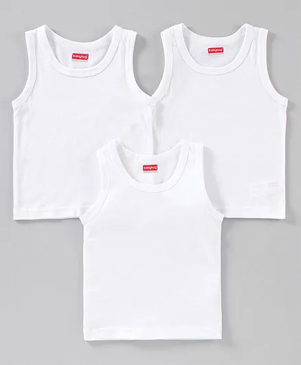 Babyhug 100% Cotton Solid Vests Pack of 3 - White