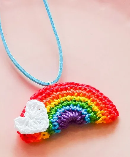 Bobbles & Scallops Crochet Rainbow Necklace - Multi Colour