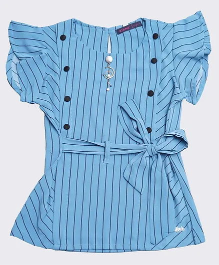 Ziama Short Sleeves Striped Top - Blue