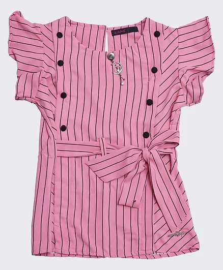 Ziama Short Sleeves Striped Top - Pink