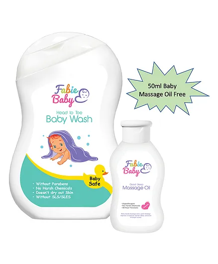 Fabie Baby Head to Toe Baby Wash(250 ml) With Massage Oil-50 ml