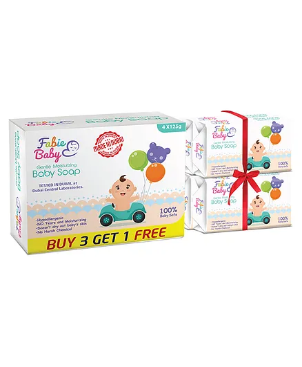 Fabie Baby Gentle Moisturizing Soap Pack of 3 & 1 free - 125 gm Each